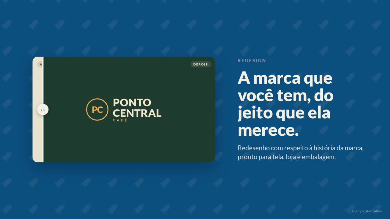 Exemplo ilustrativo de redesign: antes e depois de uma marca de café